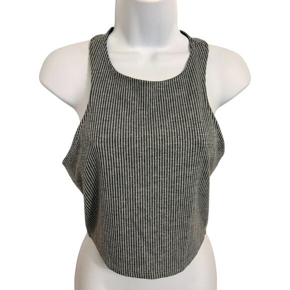 Urban Outfitters Sparkle & Fade Gray Ribbed Crop Tank Top Sz M Racer-Back Blouse - Picture 6 of 7